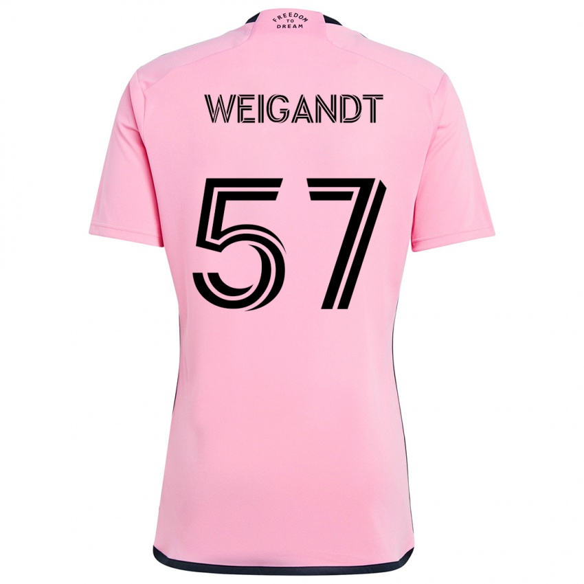 Niño Camiseta Marcelo Weigandt #57 Rosa 1ª Equipación 2024/25 La Camisa