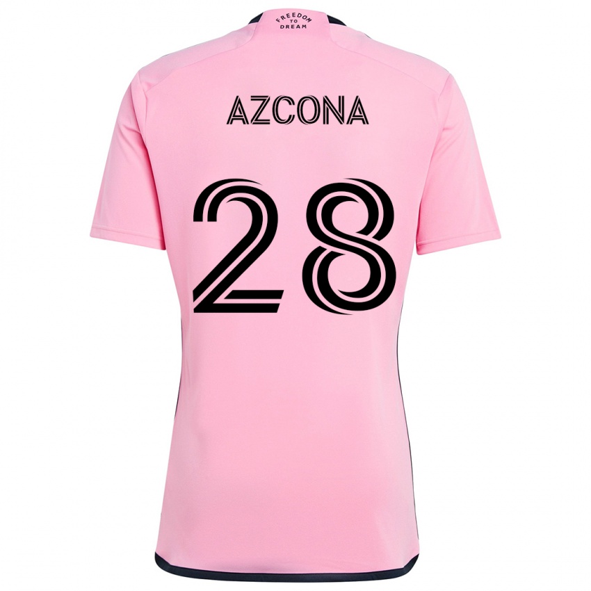 Niño Camiseta Edison Azcona #28 Rosa 1ª Equipación 2024/25 La Camisa