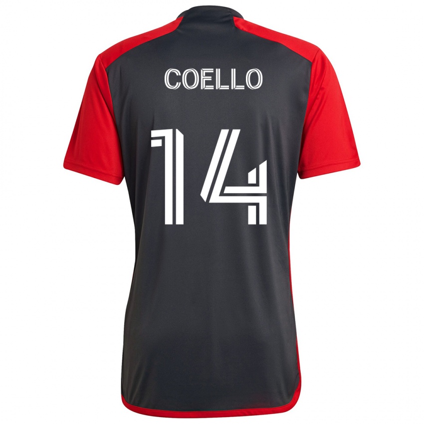 Niño Camiseta Alonso Coello #14 Rojo Grayn 1ª Equipación 2024/25 La Camisa