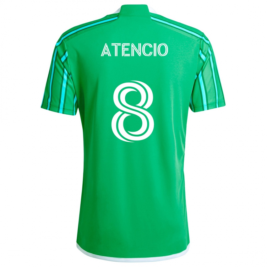 Niño Camiseta Josh Atencio #8 Verde Blanco 1ª Equipación 2024/25 La Camisa