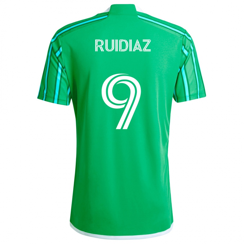 Niño Camiseta Raúl Ruidíaz #9 Verde Blanco 1ª Equipación 2024/25 La Camisa