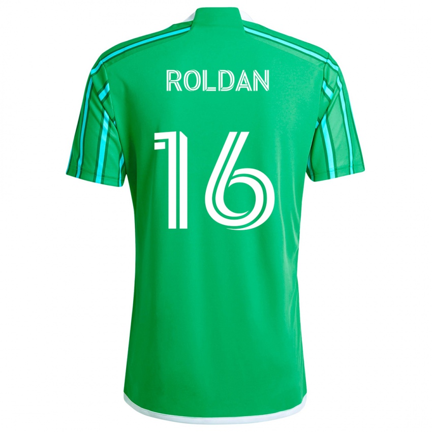 Niño Camiseta Álex Roldán #16 Verde Blanco 1ª Equipación 2024/25 La Camisa