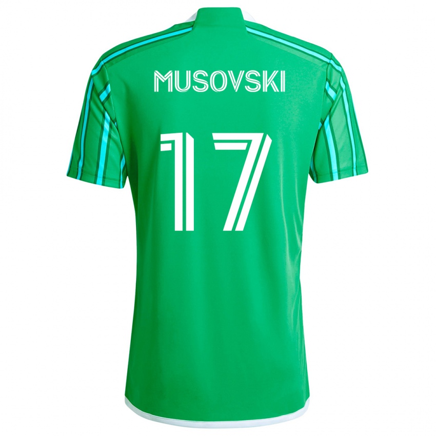 Niño Camiseta Danny Musovski #17 Verde Blanco 1ª Equipación 2024/25 La Camisa