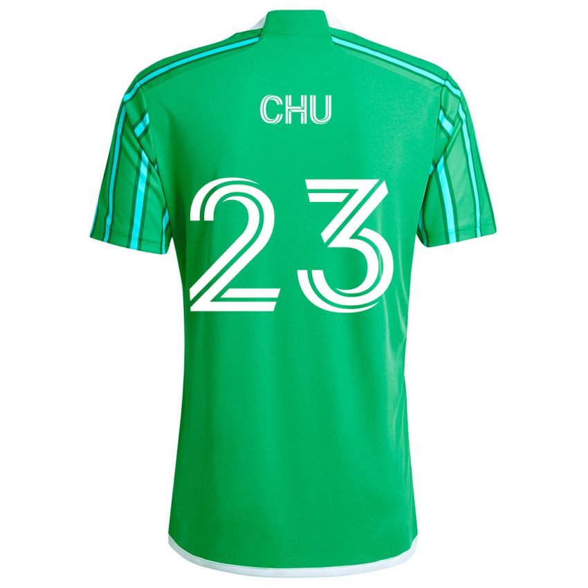 Niño Camiseta Léo Chú #23 Verde Blanco 1ª Equipación 2024/25 La Camisa