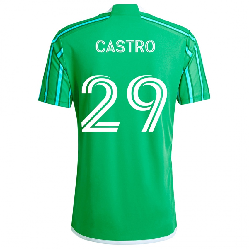 Niño Camiseta Jacob Castro #29 Verde Blanco 1ª Equipación 2024/25 La Camisa