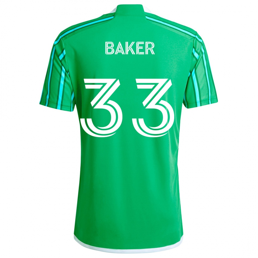 Niño Camiseta Cody Baker #33 Verde Blanco 1ª Equipación 2024/25 La Camisa