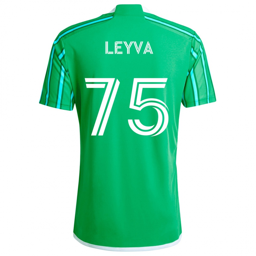 Niño Camiseta Danny Leyva #75 Verde Blanco 1ª Equipación 2024/25 La Camisa