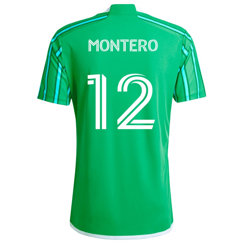 Niño Camiseta Fredy Montero #12 Verde Blanco 1ª Equipación 2024/25 La Camisa