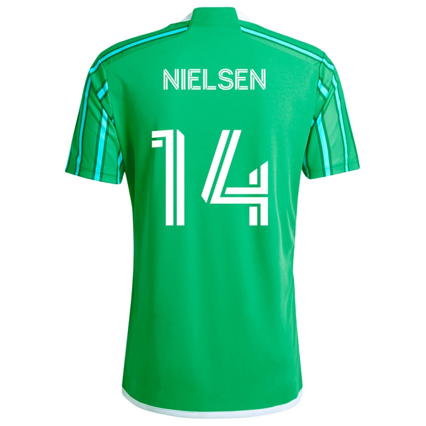 Niño Camiseta Taylor Nielsen #14 Verde Blanco 1ª Equipación 2024/25 La Camisa