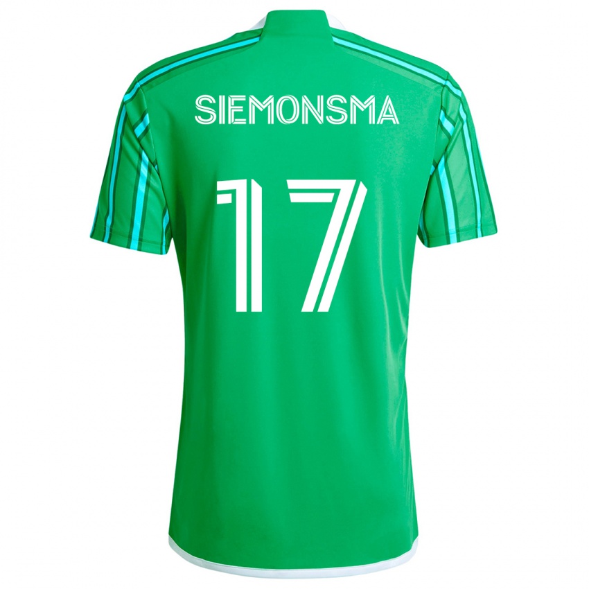 Niño Camiseta Sianna Siemonsma #17 Verde Blanco 1ª Equipación 2024/25 La Camisa