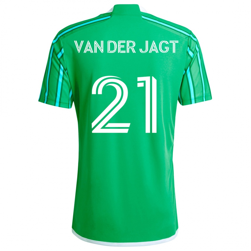 Niño Camiseta Olivia Van Der Jagt #21 Verde Blanco 1ª Equipación 2024/25 La Camisa