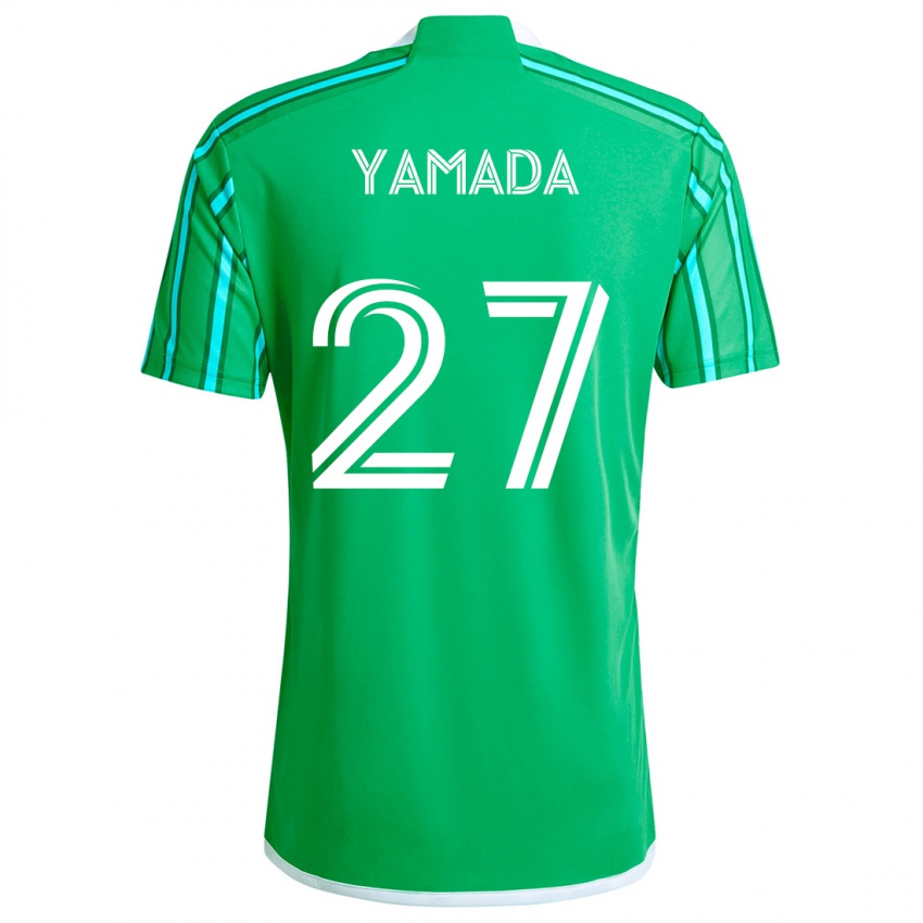 Niño Camiseta Hikari Yamada #27 Verde Blanco 1ª Equipación 2024/25 La Camisa