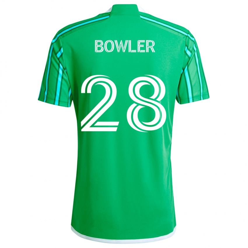 Niño Camiseta Rachel Bowler #28 Verde Blanco 1ª Equipación 2024/25 La Camisa