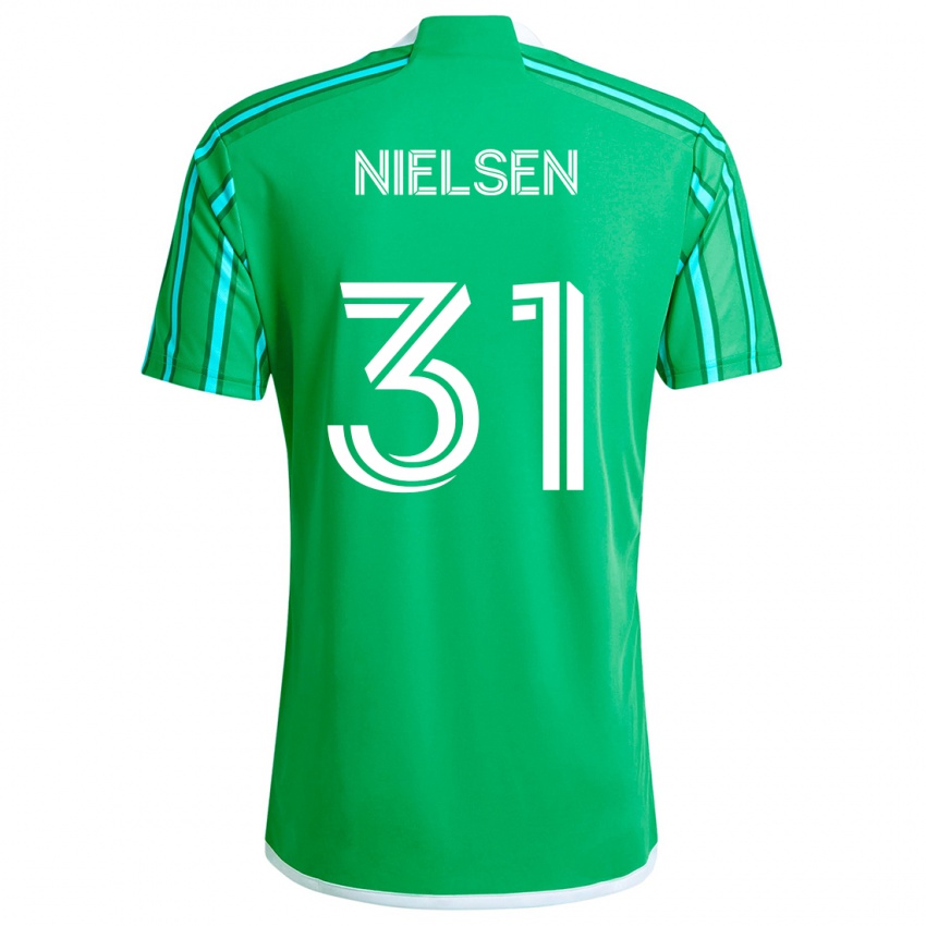 Niño Camiseta Madeline Nielsen #31 Verde Blanco 1ª Equipación 2024/25 La Camisa