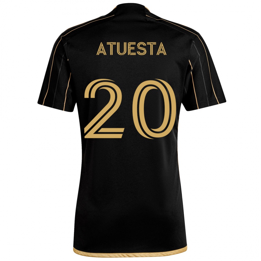 Niño Camiseta Eduard Atuesta #20 Oro Negro 1ª Equipación 2024/25 La Camisa