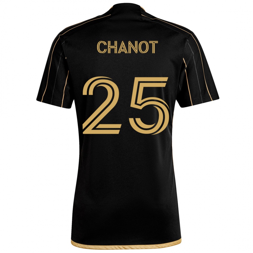 Niño Camiseta Maxime Chanot #25 Oro Negro 1ª Equipación 2024/25 La Camisa