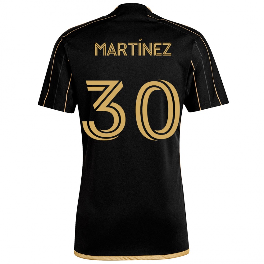 Niño Camiseta David Martínez #30 Oro Negro 1ª Equipación 2024/25 La Camisa