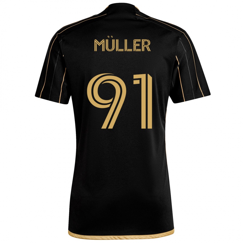 Niño Camiseta Luis Müller #91 Oro Negro 1ª Equipación 2024/25 La Camisa