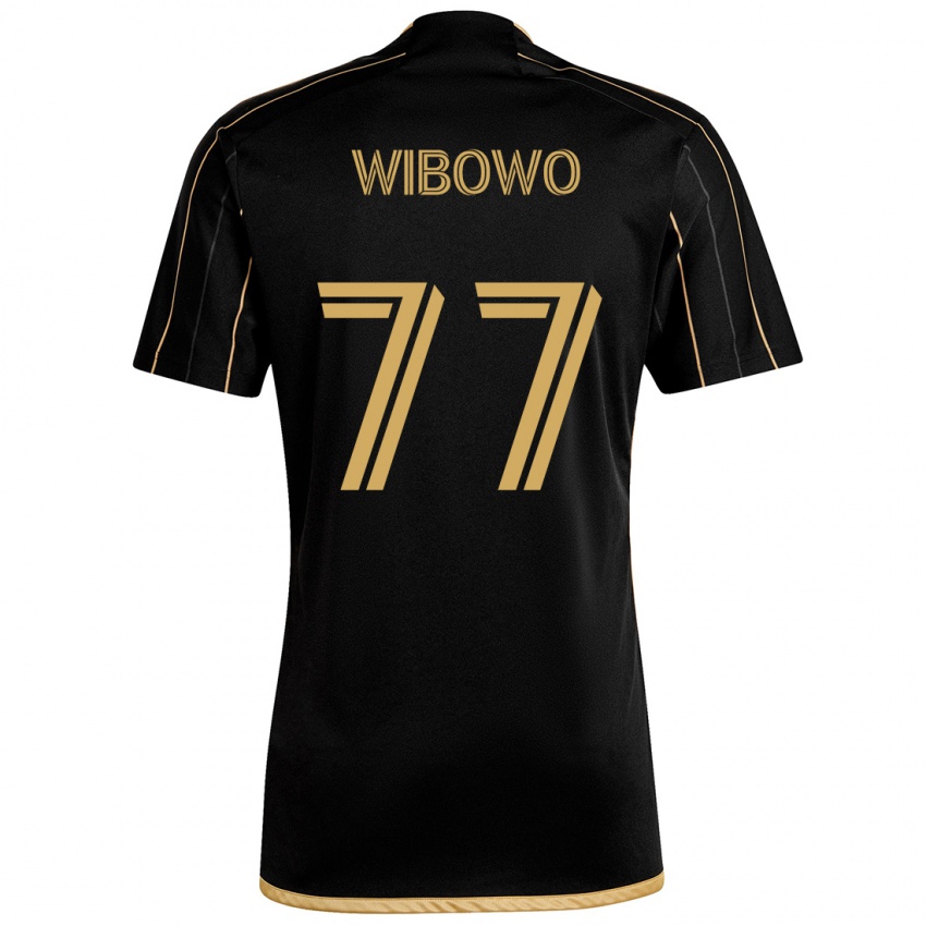 Niño Camiseta Adrian Wibowo #77 Oro Negro 1ª Equipación 2024/25 La Camisa