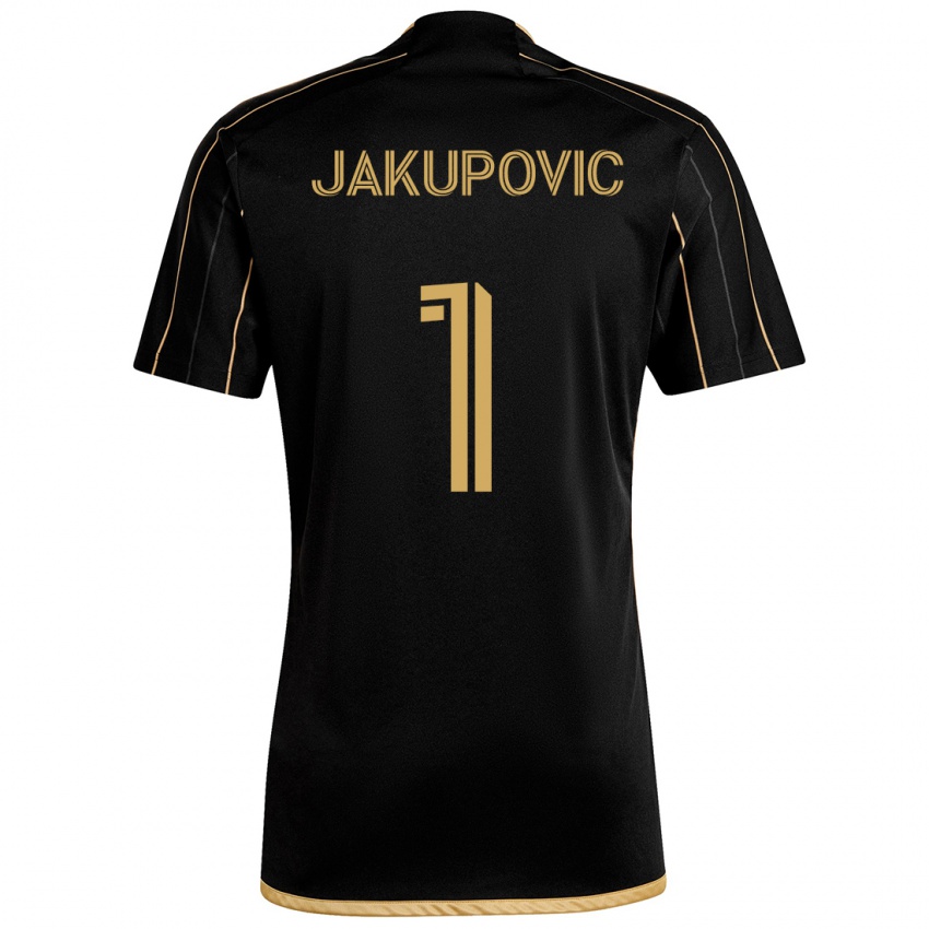 Niño Camiseta Eldin Jakupović #1 Oro Negro 1ª Equipación 2024/25 La Camisa