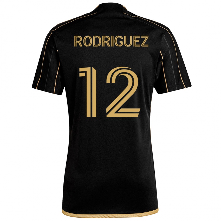 Niño Camiseta Jeremi Rodríguez #12 Oro Negro 1ª Equipación 2024/25 La Camisa