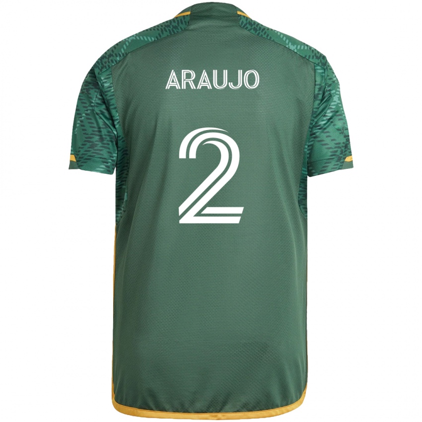 Niño Camiseta Miguel Araujo #2 Verde Naranja 1ª Equipación 2024/25 La Camisa