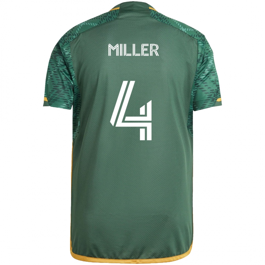 Niño Camiseta Kamal Miller #4 Verde Naranja 1ª Equipación 2024/25 La Camisa