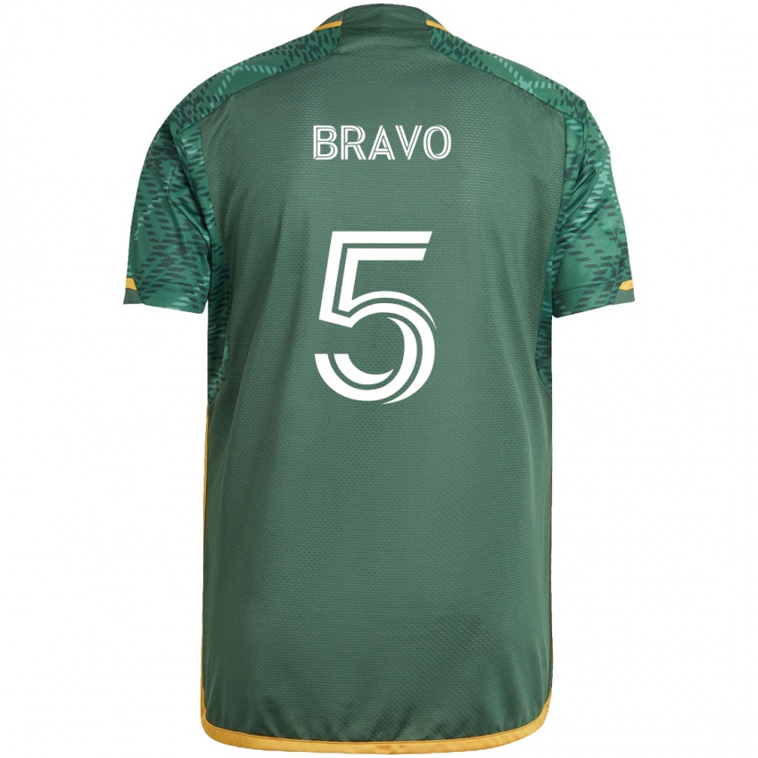 Niño Camiseta Claudio Bravo #5 Verde Naranja 1ª Equipación 2024/25 La Camisa