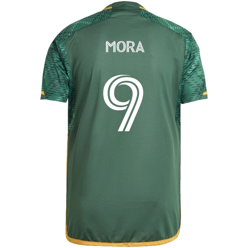 Niño Camiseta Felipe Mora #9 Verde Naranja 1ª Equipación 2024/25 La Camisa