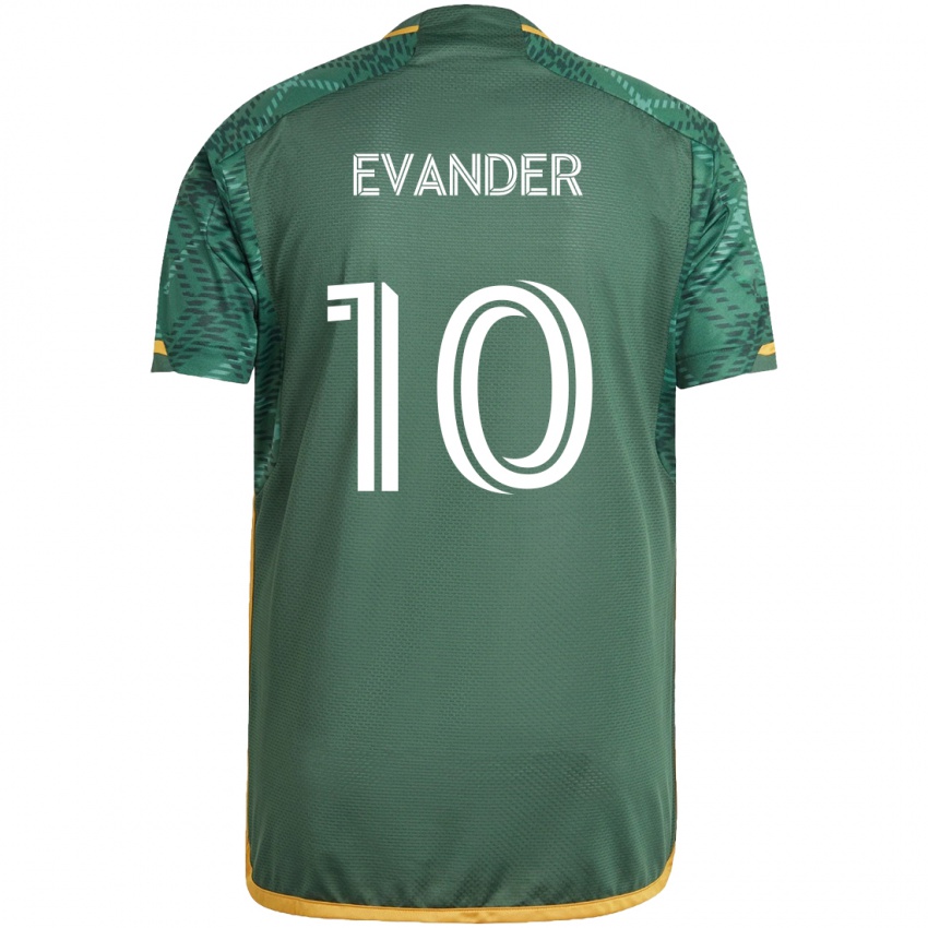 Niño Camiseta Evander #10 Verde Naranja 1ª Equipación 2024/25 La Camisa