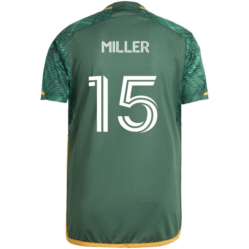 Niño Camiseta Eric Miller #15 Verde Naranja 1ª Equipación 2024/25 La Camisa