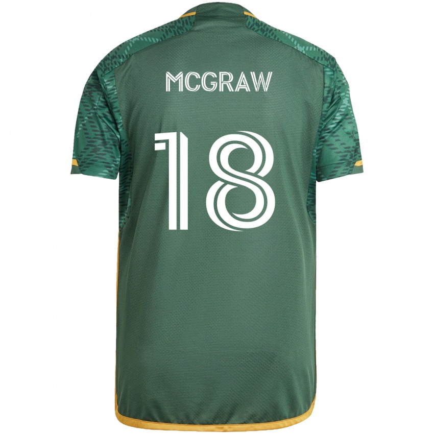 Niño Camiseta Zac Mcgraw #18 Verde Naranja 1ª Equipación 2024/25 La Camisa