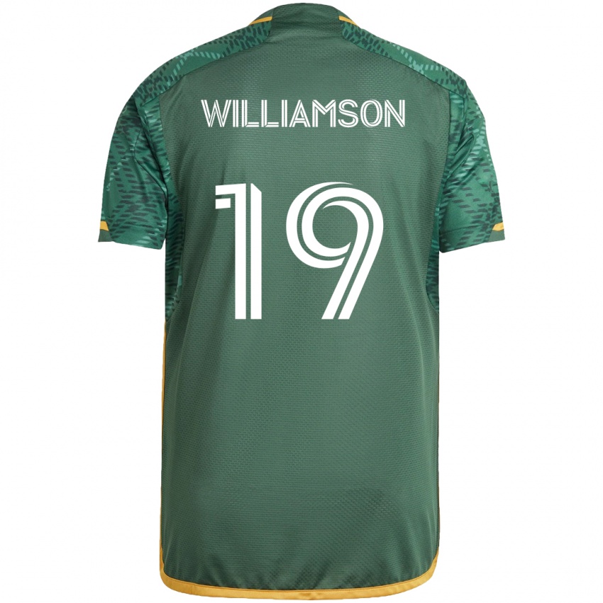 Niño Camiseta Eryk Williamson #19 Verde Naranja 1ª Equipación 2024/25 La Camisa