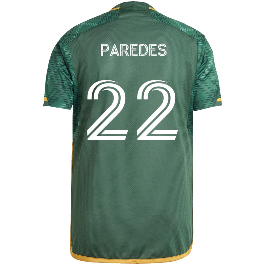 Niño Camiseta Cristhian Paredes #22 Verde Naranja 1ª Equipación 2024/25 La Camisa