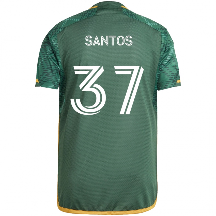 Niño Camiseta Noah Santos #37 Verde Naranja 1ª Equipación 2024/25 La Camisa