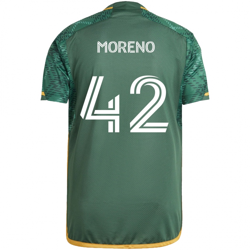 Niño Camiseta Alexis Moreno #42 Verde Naranja 1ª Equipación 2024/25 La Camisa