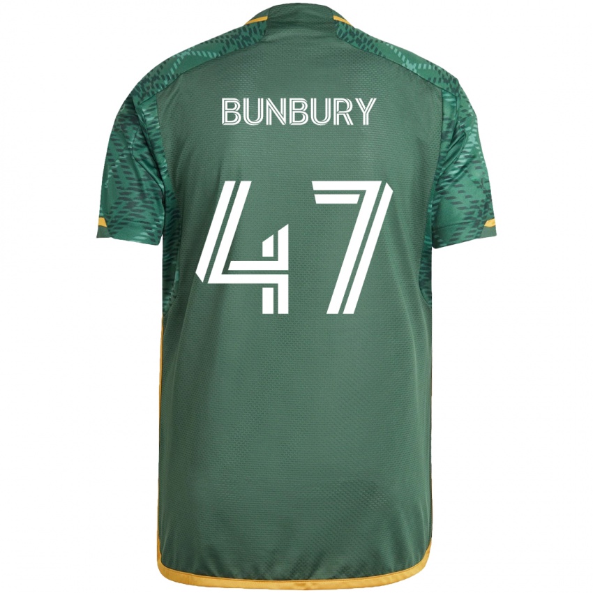 Niño Camiseta Mataeo Bunbury #47 Verde Naranja 1ª Equipación 2024/25 La Camisa