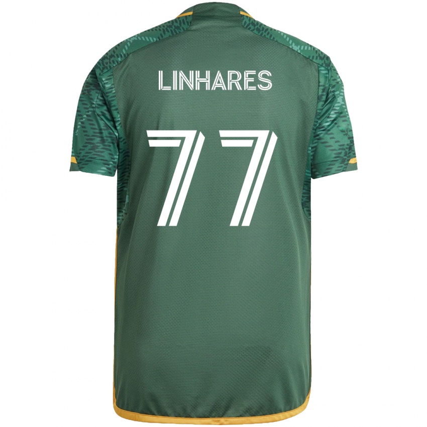 Niño Camiseta Kyle Linhares #77 Verde Naranja 1ª Equipación 2024/25 La Camisa