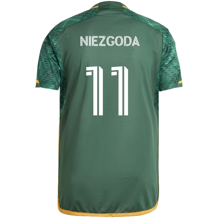 Niño Camiseta Jaroslaw Niezgoda #11 Verde Naranja 1ª Equipación 2024/25 La Camisa