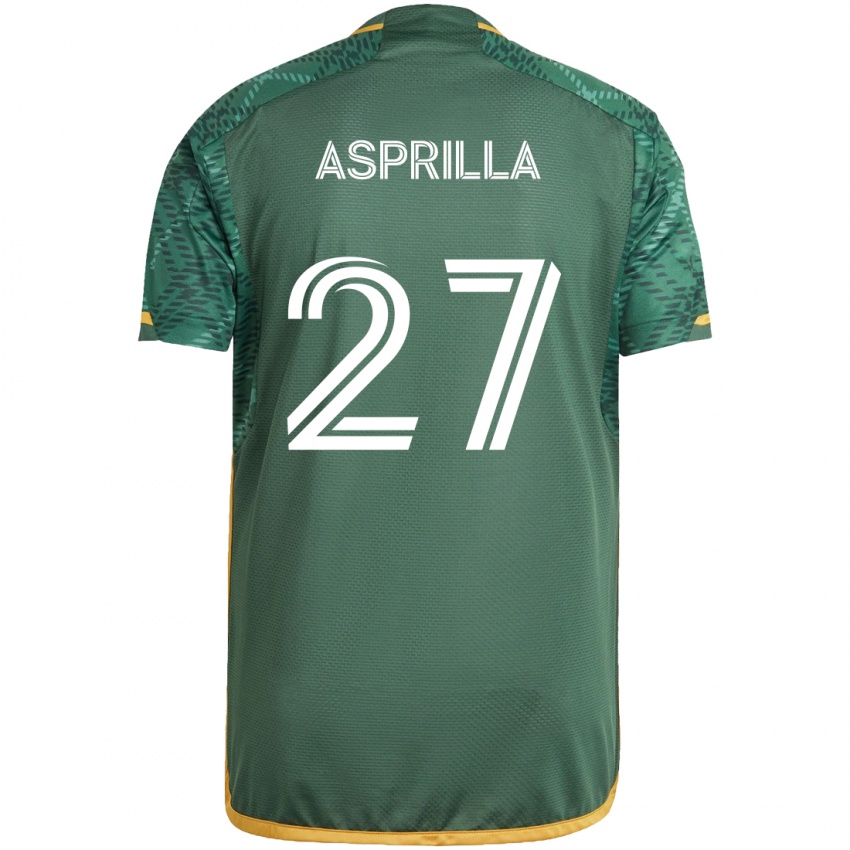 Niño Camiseta Dairon Asprilla #27 Verde Naranja 1ª Equipación 2024/25 La Camisa