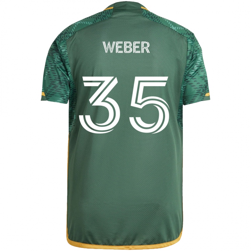 Niño Camiseta Tristan Weber #35 Verde Naranja 1ª Equipación 2024/25 La Camisa