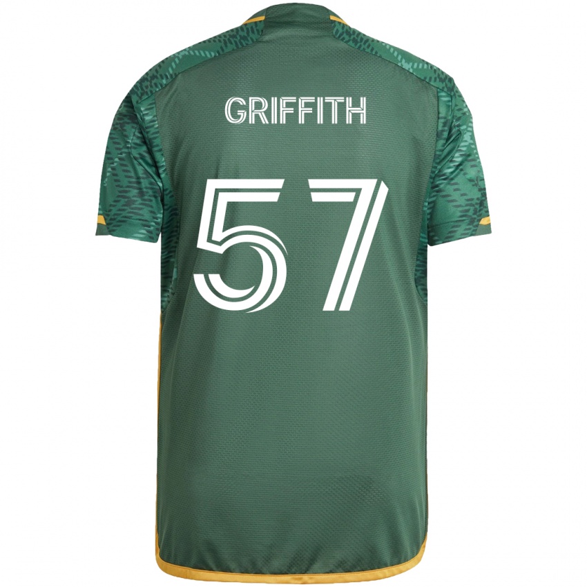 Niño Camiseta Víctor Griffith #57 Verde Naranja 1ª Equipación 2024/25 La Camisa