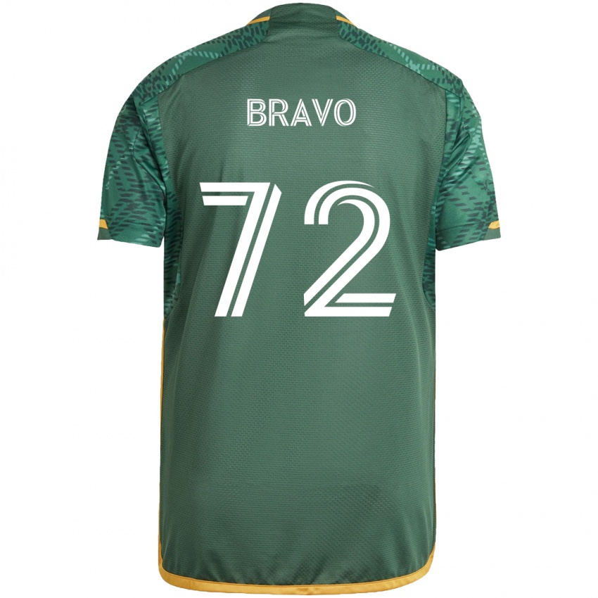 Niño Camiseta Julian Bravo #72 Verde Naranja 1ª Equipación 2024/25 La Camisa