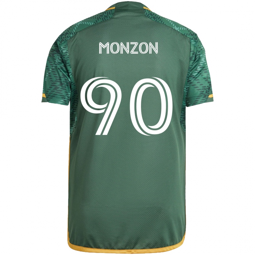 Niño Camiseta Florián Monzón #90 Verde Naranja 1ª Equipación 2024/25 La Camisa