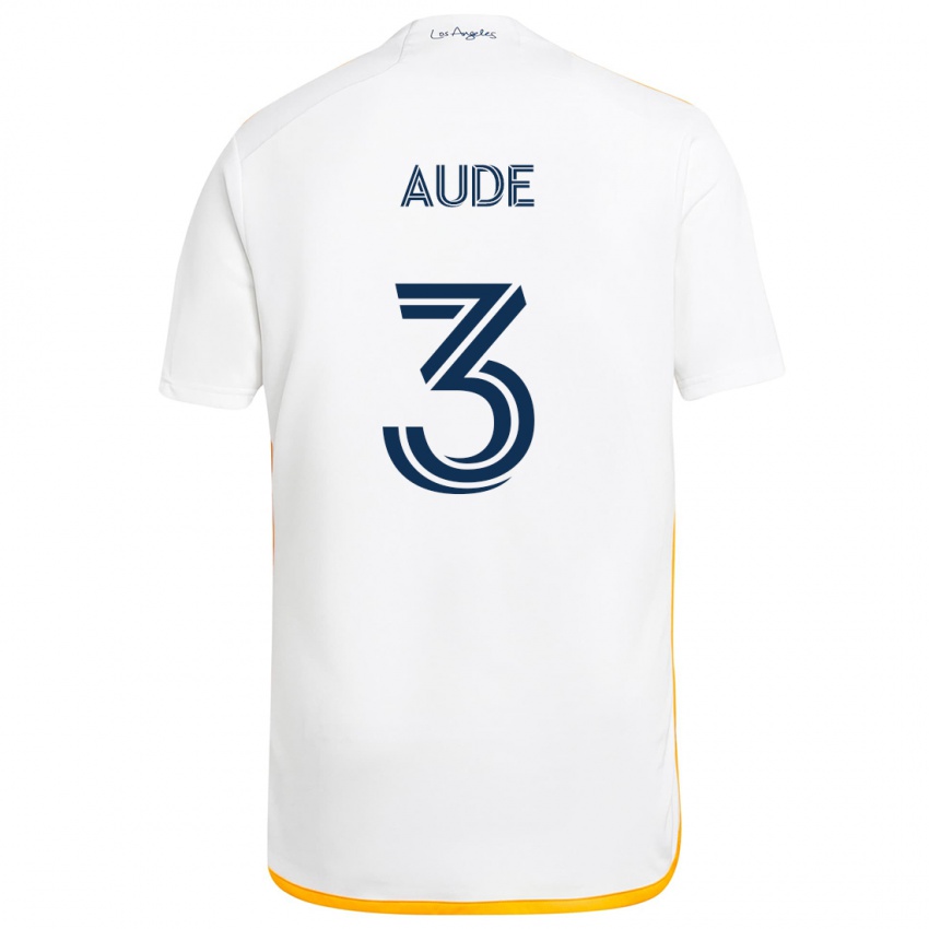 Niño Camiseta Julián Aude #3 Blanco Amarillo 1ª Equipación 2024/25 La Camisa