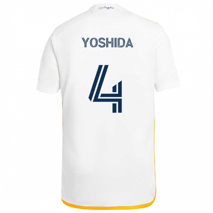 Niño Camiseta Maya Yoshida #4 Blanco Amarillo 1ª Equipación 2024/25 La Camisa