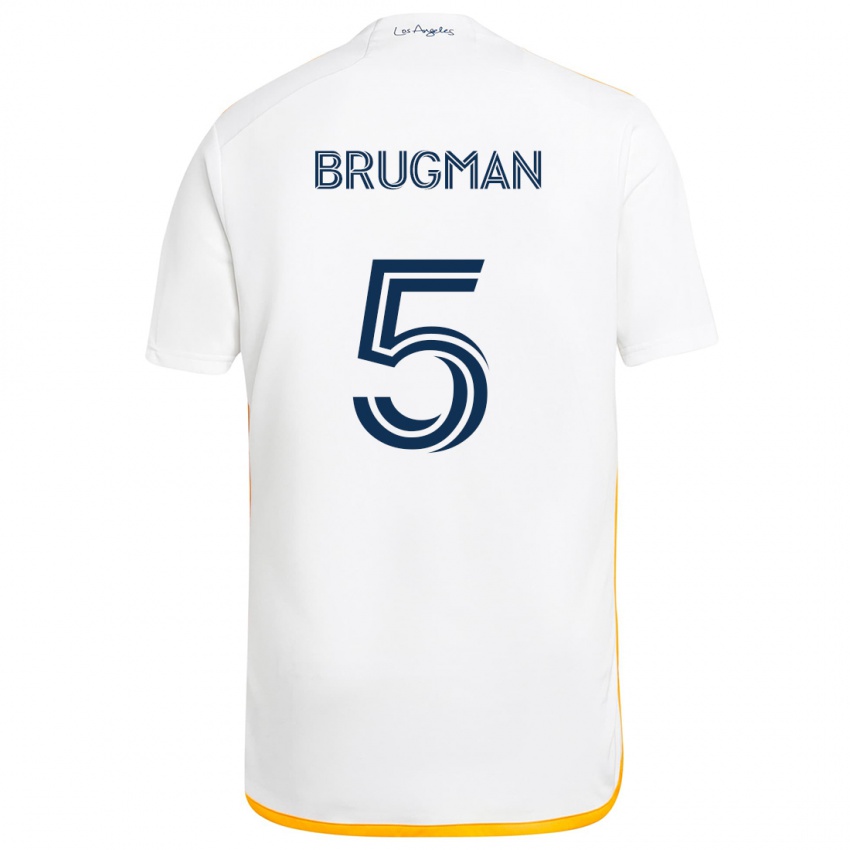 Niño Camiseta Gastón Brugman #5 Blanco Amarillo 1ª Equipación 2024/25 La Camisa