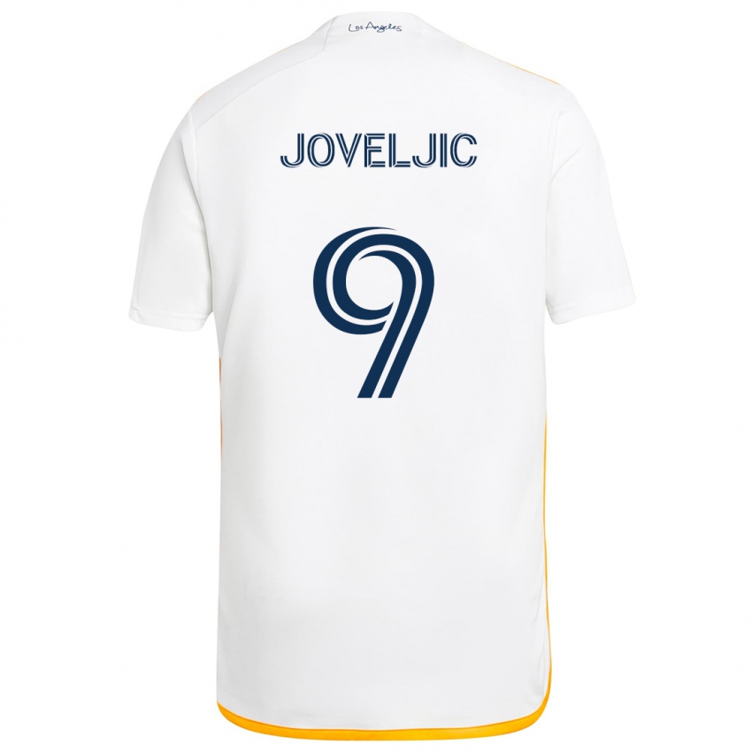 Niño Camiseta Dejan Joveljic #9 Blanco Amarillo 1ª Equipación 2024/25 La Camisa