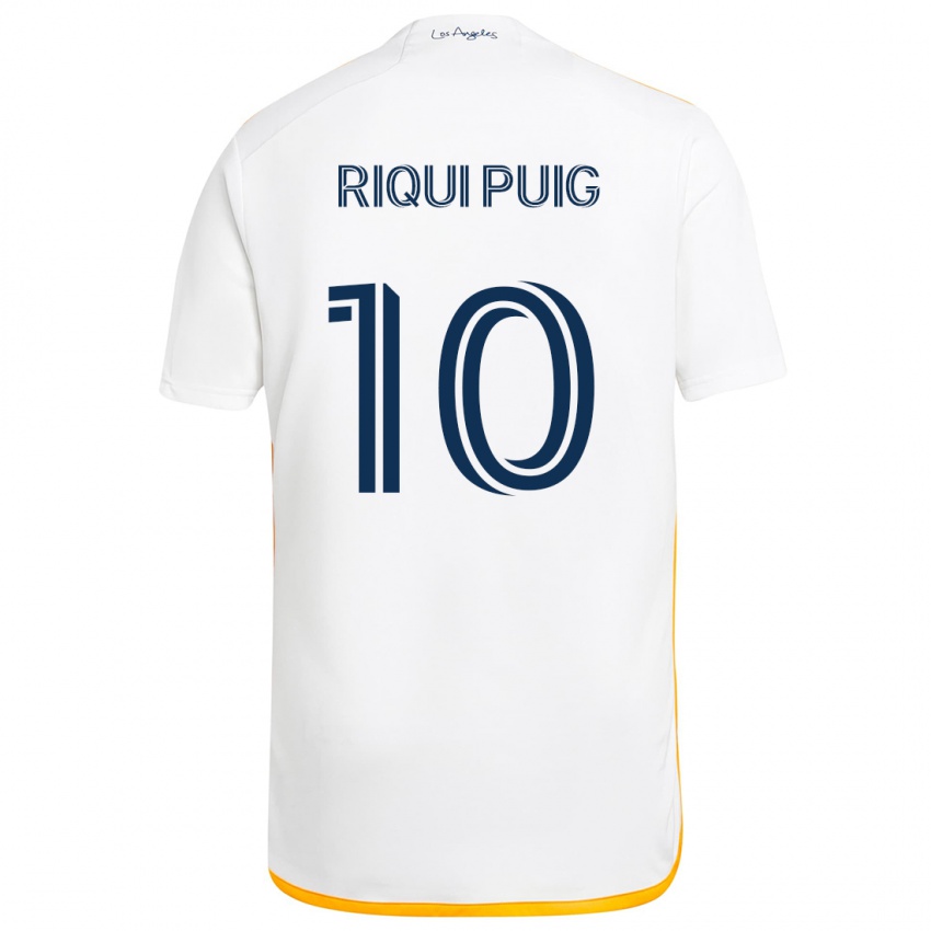 Niño Camiseta Riqui Puig #10 Blanco Amarillo 1ª Equipación 2024/25 La Camisa