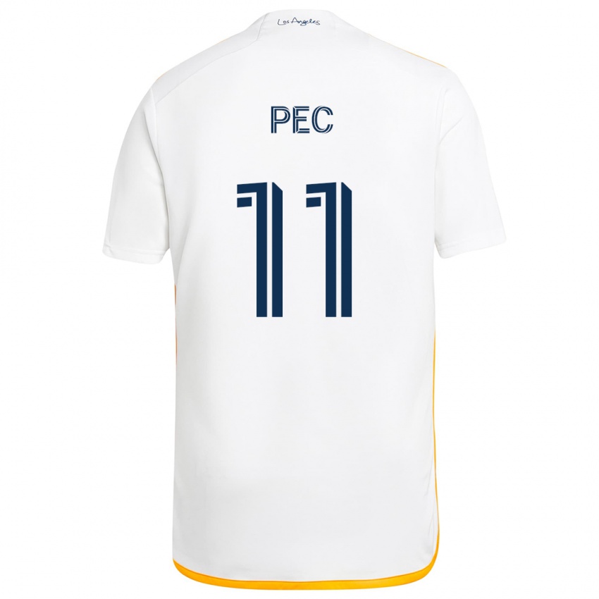 Niño Camiseta Gabriel Pec #11 Blanco Amarillo 1ª Equipación 2024/25 La Camisa